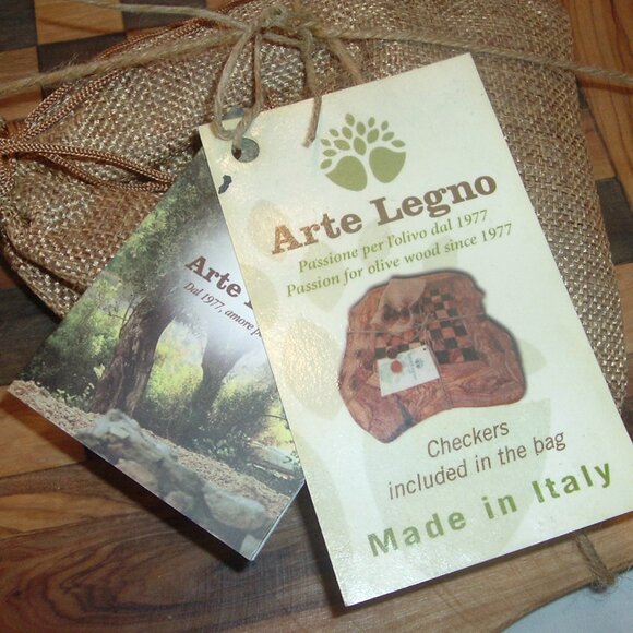 NEW Arte Legno Solid Olive Wood Checkerboard Set Made in Italy - NEW with tags! - Picture 2 of 5